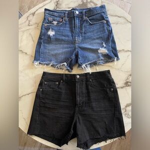 2 Gap Jean shorts , blue wash ,black wash,High rise Size 28/6 regular 4” short.